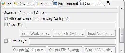 Common tab of Launch Configuration dialog