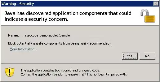 Mixed code security warning