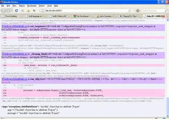 Screenshot of Code and Error