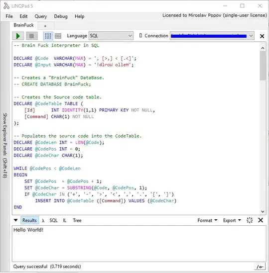 SQL BrainFuck Interpretter