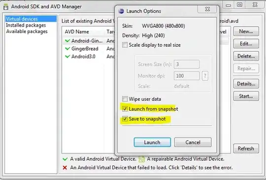 Launching the emulator from the snapshot.