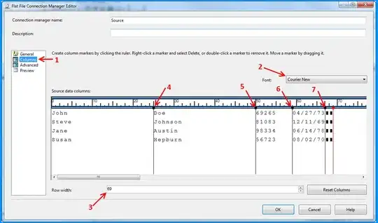 Flat file connection manager editor Columns