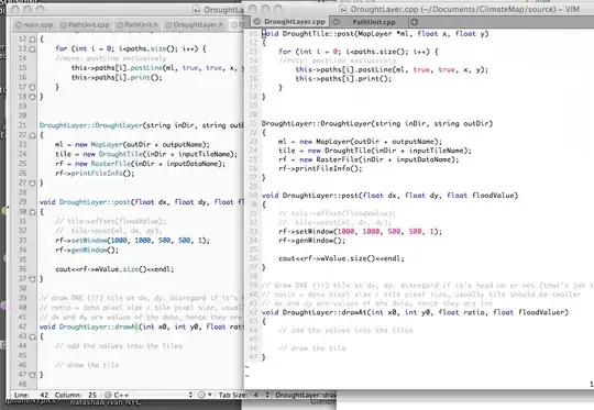 Picture comparison between Textmate(left) and Vim(right)