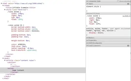 screenshot of css properties