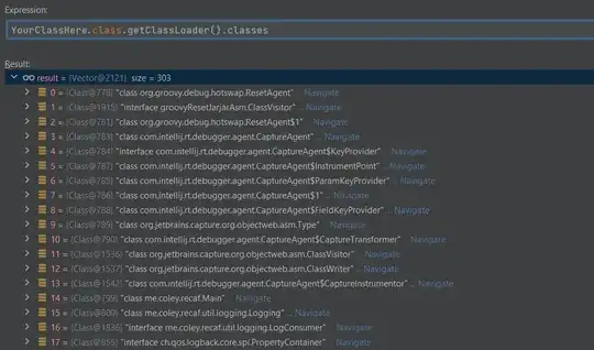screenshot of only the initialized classes