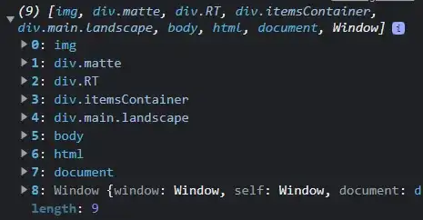 A console showing an array of HTML elements