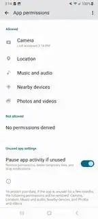App Permissions page