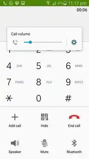 The minimum position of the call volume seekbar
