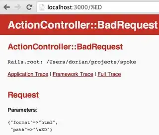 going to localhost:3000/%ED