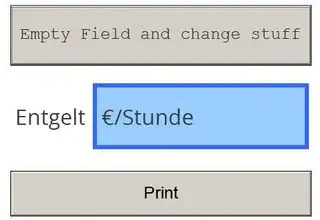 Field goes blue (=it is empty) when setting its Value to "" - this I want only to happen when I'm validating with the print-button