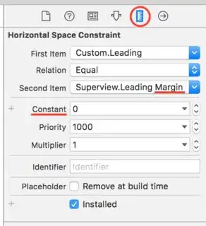 Setting the constraint for the custom cell's label