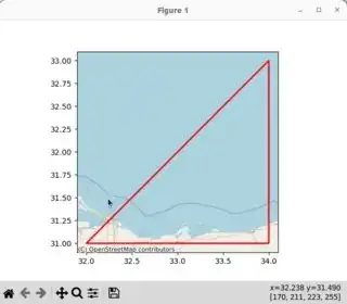 window opens with a shown figure of a map with a triangle on it