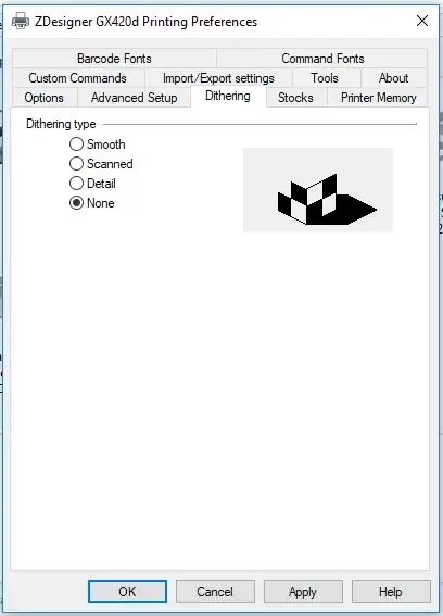 Printer Settings - Dithering