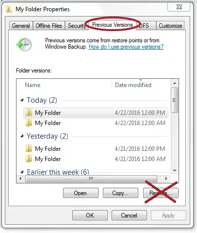 Previous versions dialog