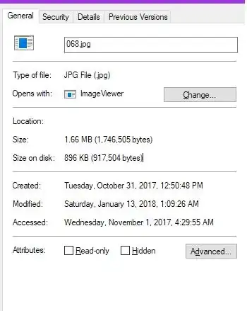 file size properties