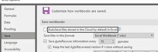 Screenshot of Excel options menu